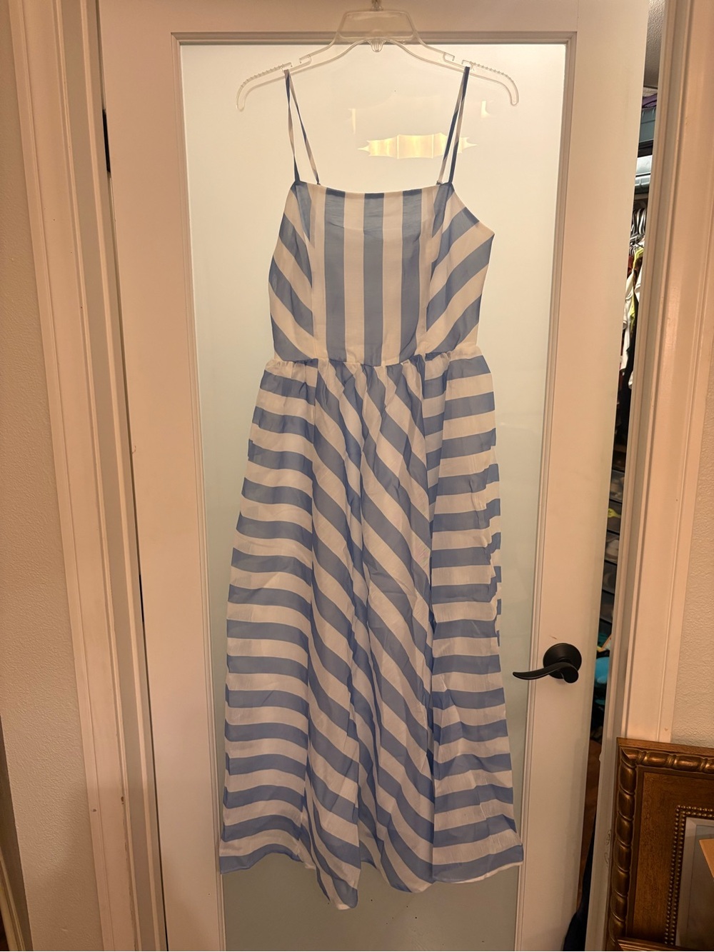 Commence Blue and White Striped Spaghetti Strap Maxi Dress